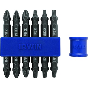 image:imageIRWIN Tools IMPACT Performance Series DoubleEnded Screwdriver Power Bit Assorted 2 38inch length 5Piece Set with Magnetic Screw Hold Attachment 19035256 Piece Mixed Set
