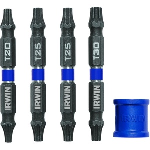 image:imageIRWIN Tools IMPACT Performance Series DoubleEnded Screwdriver Power Bit TORX 2 38inch length 5Piece Set with Magnetic Screw Hold Attachment 1903522Pack of 1