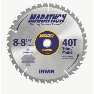 image:imageIRWIN Tools MARATHON Carbide TableMiter Circular Blade 8 14inch 40T Universal Arbor Miter and 14053