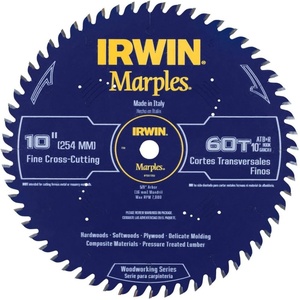 image:imageIrwin Tools 1807369 Marples Laser Cut 10Inch 60Tooth Alternate Tooth Bevel Circular with Raker Tooth Circular Saw Blade